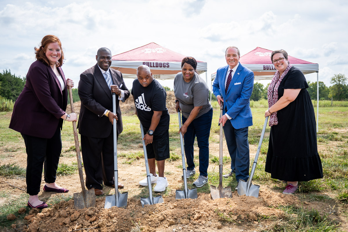 MSU officials, including President Mark E. Keenum, and Starkville Habitat for Humanity representatives break ground on the 15th 