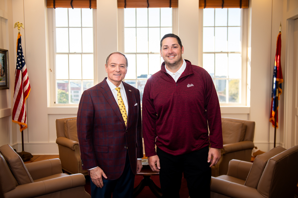 MSU’s new Head Football Coach Jeff Lebby arrived in Starkville in November to a welcome from university President Mark E. Keenum