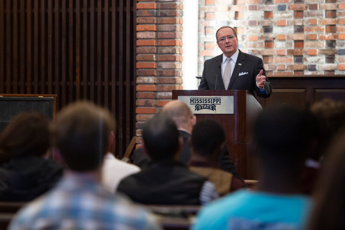 MSU President Mark E. Keenum provided remarks at a candlelight vigil in remembrance of the New Zealand shooting victims. 