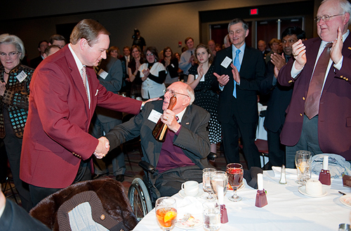 President Keenum was on hand at the 2010 Alumni Association Awards Banquet to help recognize President Emeritus Donald W. Zacharias, who served 1985-97.