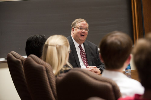 Blake Wilson, president of the Mississippi Economic Council, was a featured speaker for the Honors leadership class taught by President Keenum.