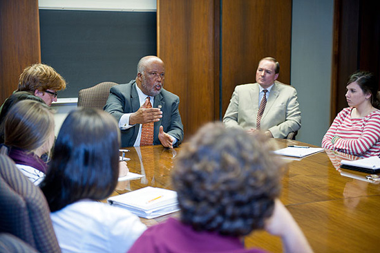 Representative Bennie Thompson visits with Dr. Keenum's leadership class.