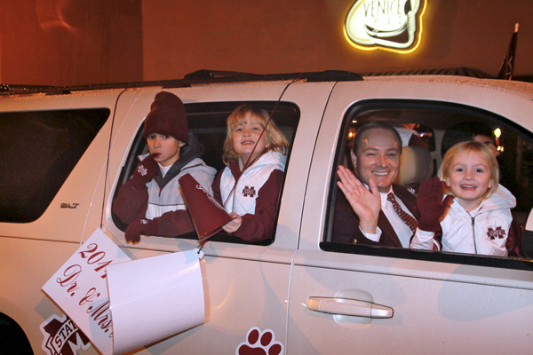 Dr. Keenum and family participate in the Downtown Starkville Christmas Parade.