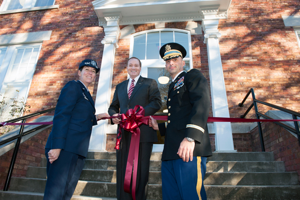 Dr. Keenum joins Lt. Colonel Roberta Nicholson and Major Tommy Cardone for the rededication of Middleton Hall.
