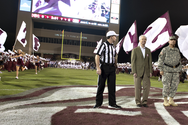 U.S. Senator Thad Cochran was "front and center" for the coin toss for the Nov.