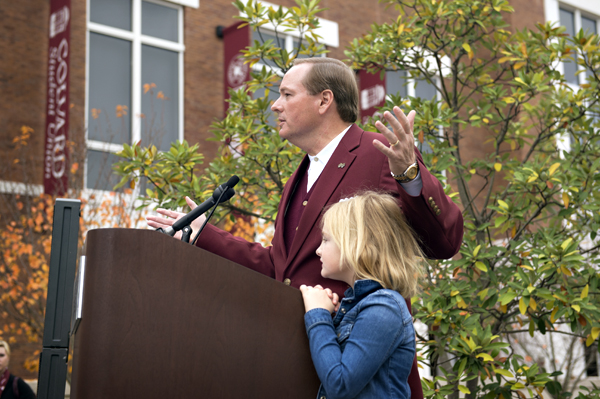 MSU President Mark E. Keenum and his daughter Torie were on hand before the MSU vs.