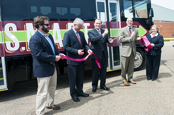 University officials, along with city and state leaders, celebrated a ribbon-cutting ceremony for the Starkville-Mississippi State University Area Rapid Transit system on Monday.