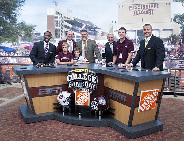Mississippi State University President Mark E. Keenum and Commissioner of Higher Education Hank Bounds had an opportunity to visit ESPN's College GameDay set with their sons.