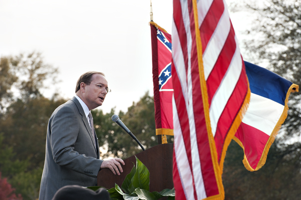 Mississippi State University President Mark E. Keenum was the featured speaker at an on-campus Veterans Day ceremony Tuesday as MSU students, faculty, staff and community members joined with millions of other Americans around the U.S. to honor and thank 