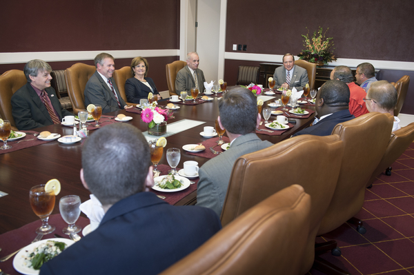 Mississippi State University leaders and local and state law enforcement officials met Aug.