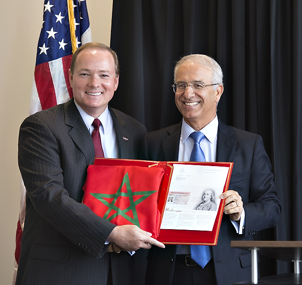 MSU President Mark E. Keenum, left, became Honorary Consul to the Kingdom of Morocco on Sept.