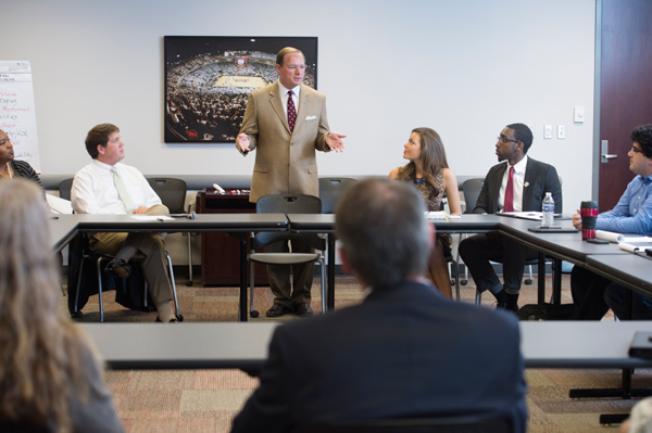 MSU President Mark E. Keenum met with a diverse group of faculty, staff and students for his second “PowerTalk” event in the Colvard Student Union.