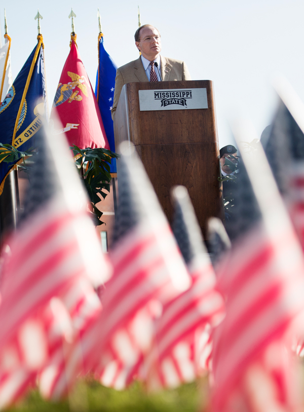 MSU President Mark E. Keenum thanked members of the armed forces for their service Wednesday [Nov.