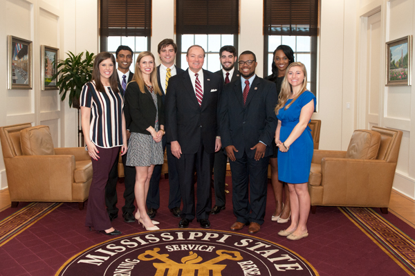MSU President Mark E. Keenum welcomed the 2016-17 Student Association Executive Council Tuesday [March 29].