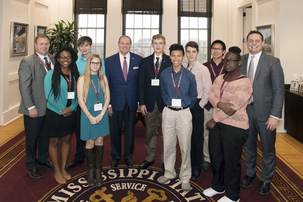 The newly designated Borlaug Scholars enjoyed a full day at MSU learning about food security, including a chance to meet with MSU President Mark E. Keenum, a longtime proponent of food security.
