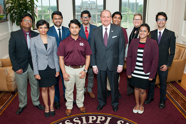 Mississippi State President Mark E. Keenum and members of the university’s Indian Student Association met April 20 to discuss student life on campus.