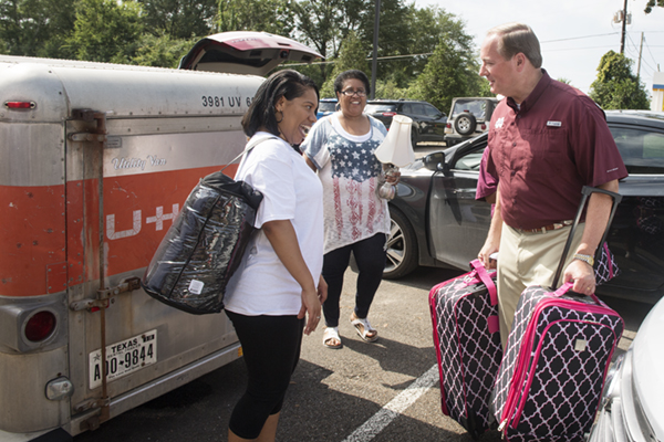 MSU President Mark E. Keenum welcomed new students and parents during the 12th annual Movin’ You to MSU (MVNU2MSU) on Aug.