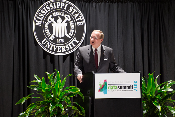 Mississippi State University President Mark E. Keenum speaks at the second annual Data Summit, held Friday [Sept.