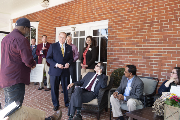 MSU President Mark E. Keenum hosted the 2018 Spring Faculty Senate Roundtable for senators from the Robert Holland Faculty Senate, members of the general faculty and senior administrators at his campus home on April 12.