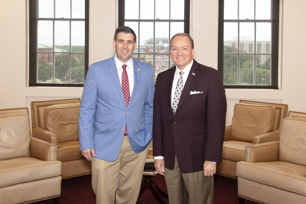 Mississippi Agriculture Commissioner Andy Gipson, left, toured several areas of the Mississippi State University campus in June.