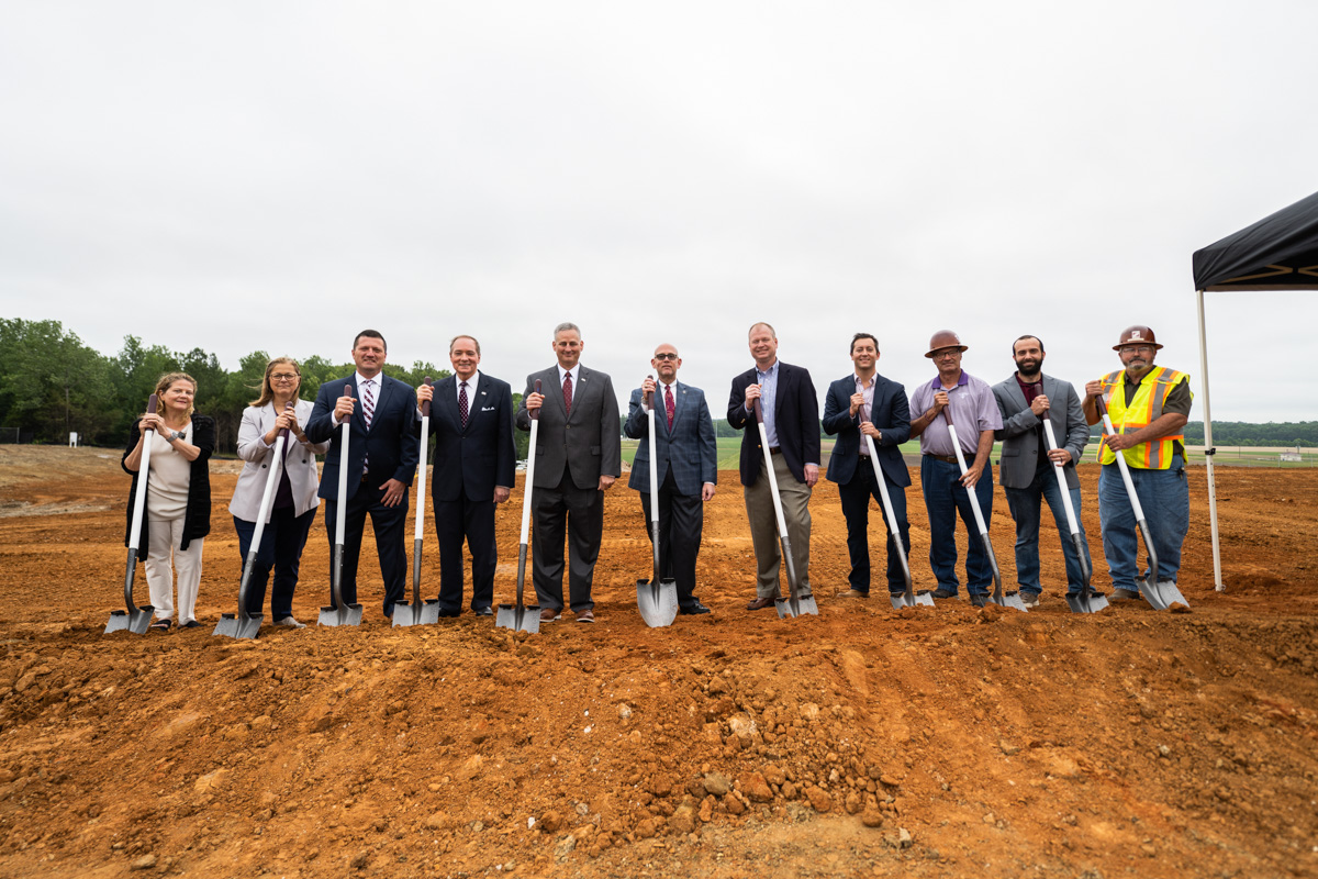 Mississippi State President Mark E. Keenum and university officials celebrate the beginning of construction in May for the new H