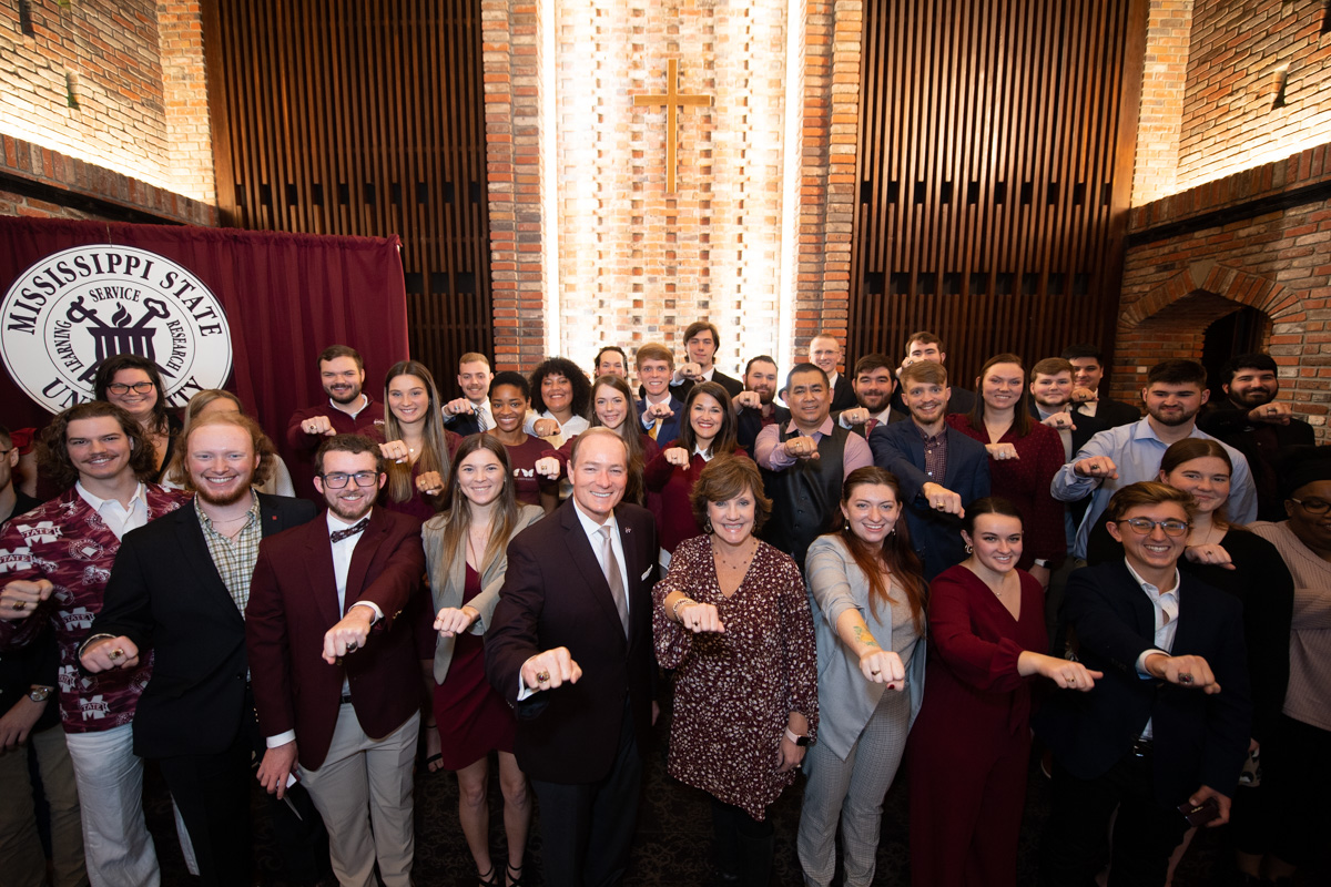 Upcoming Mississippi State fall 2022 graduates and alumni are awarded their class rings by MSU President Mark E. Keenum.