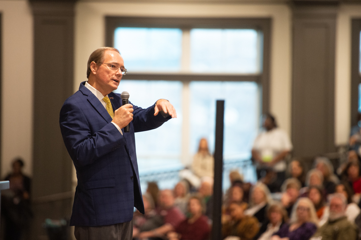Mississippi State University President Mark E. Keenum acknowledges the success and future of MSU’s distinguished staff members a