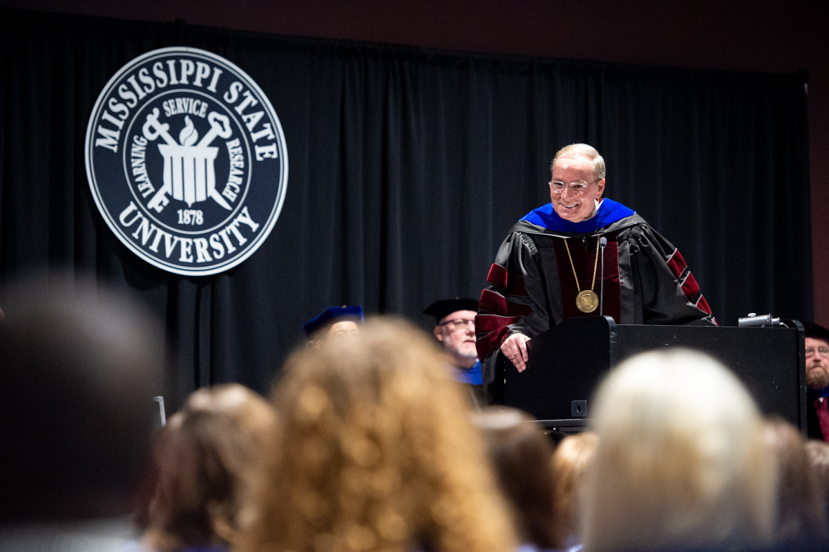 MSU President Mark E. Keenum celebrates new inductees during his remarks at the Gamma of Mississippi Chapter of The Phi Beta Kap