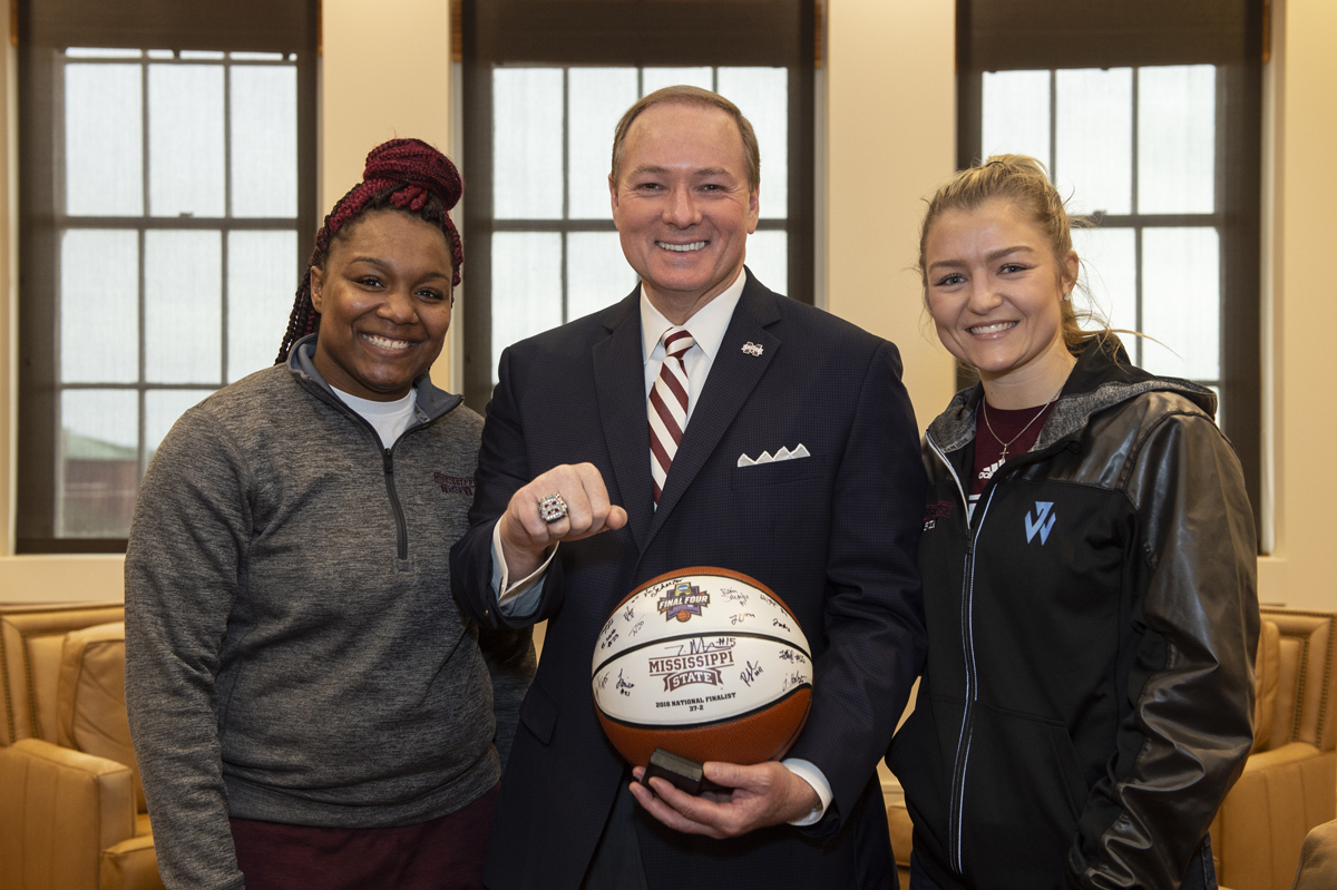 MSU President Mark E. Keenum was presented with a 2018 National Finalist ring.