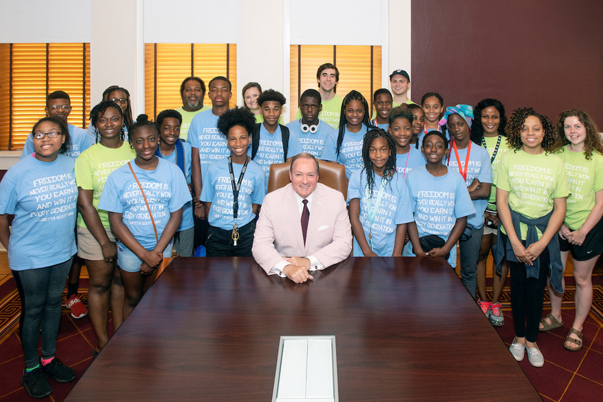 Meridian Freedom Project visiting Mississippi State University this week met with MSU President Mark E. Keenum