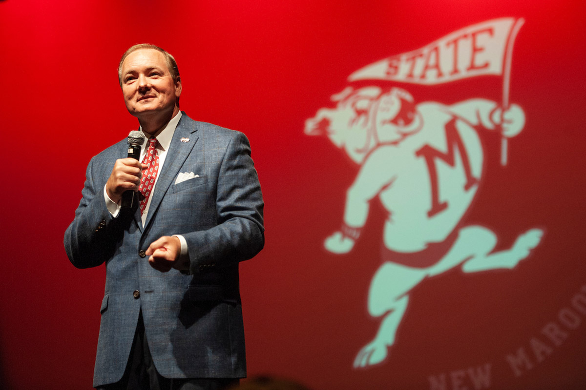 MSU President Mark E. Keenum welcomed the energetic group of New Maroon Camp students