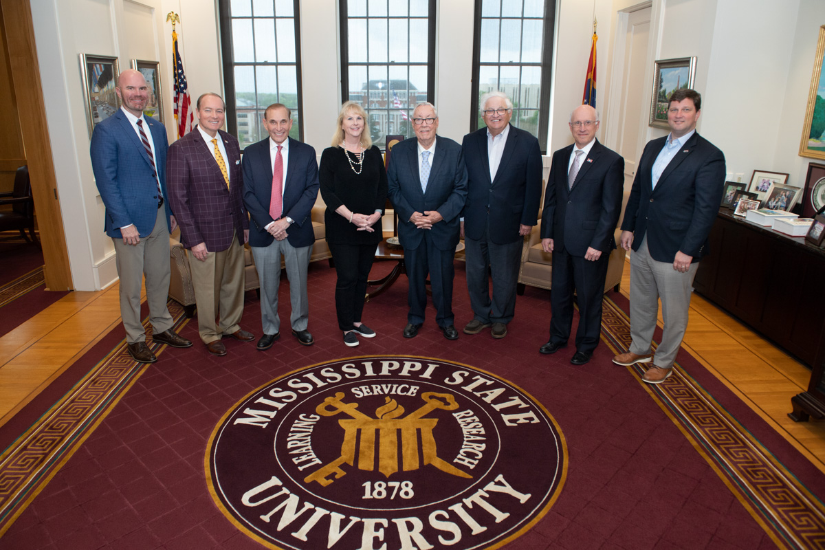 Members of the Riley Foundation pose with President Keenum, David Shaw, and John Rush.